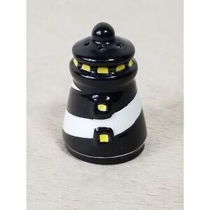 Lighthouse Nautical Salt Shaker 1 3/4" Replacement Ceramic Black Home Decor Vtg